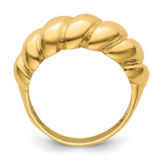 Herco 14K Polished and Grooved Domed Shrimp Ring Collections Fine Jewelry
