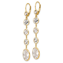 Load image into Gallery viewer, Herco 14K Polished Crystal and White Topaz Leverback Dangle Earrings