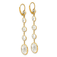 Load image into Gallery viewer, Herco 14K Polished Crystal and White Topaz Leverback Dangle Earrings