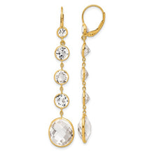Load image into Gallery viewer, Herco 14K Polished Crystal and White Topaz Leverback Dangle Earrings