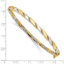 Load image into Gallery viewer, 14K Two-tone Polished and Twisted Hinged Bangle Bracelet