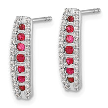 Load image into Gallery viewer, 14k White Gold Diamond and Ruby Fancy Earrings
