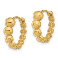 Load image into Gallery viewer, 14K Polished Beaded Hoop Earrings