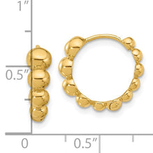 Load image into Gallery viewer, 14K Polished Beaded Hoop Earrings