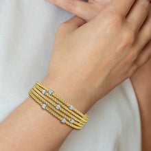 Load image into Gallery viewer, Leslie's Sterling Silver Rhodium-plated Gold-plated CZ Woven Flexible Cuff
