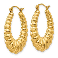 Load image into Gallery viewer, 14k Polished Scalloped Hoop Earrings