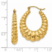 Load image into Gallery viewer, 14k Polished Scalloped Hoop Earrings