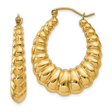 Load image into Gallery viewer, 14k Polished Scalloped Hoop Earrings