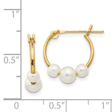 Load image into Gallery viewer, 14k Madi K White Semi-round Freshwater Cultured 3 Pearl Hoop Earrings