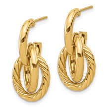 Load image into Gallery viewer, 14K Polished and Textured Post Dangle Earrings