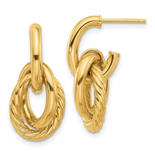 Load image into Gallery viewer, 14K Polished and Textured Post Dangle Earrings