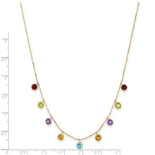 Load image into Gallery viewer, 14K Multi-color Gemstone Necklace 16" with 2in ext.