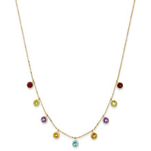 Load image into Gallery viewer, 14K Multi-color Gemstone Necklace 16" with 2in ext.