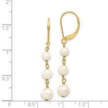 Load image into Gallery viewer, 14k 4-6mm White Semi-round FW Cultured Pearl Graduated Leverback Earrings