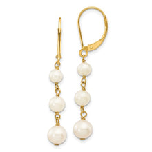 Load image into Gallery viewer, 14k 4-6mm White Semi-round FW Cultured Pearl Graduated Leverback Earrings