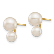 Load image into Gallery viewer, 14K 5 and 7mm White Round FW Cultured Double Pearl Post Earrings