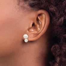 Load image into Gallery viewer, 14K 5 and 7mm White Round FW Cultured Double Pearl Post Earrings