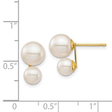 Load image into Gallery viewer, 14K 5 and 7mm White Round FW Cultured Double Pearl Post Earrings