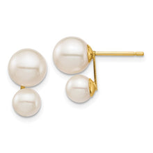 Load image into Gallery viewer, 14K 5 and 7mm White Round FW Cultured Double Pearl Post Earrings