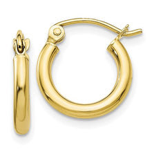 Load image into Gallery viewer, 10K Polished 2mm Tube Hoop Earrings