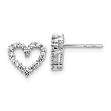 Load image into Gallery viewer, 14k White Gold Diamond Heart Earrings