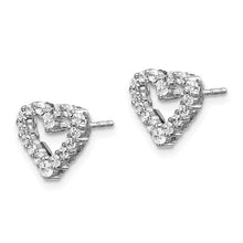 Load image into Gallery viewer, 14k White Gold Diamond Heart Earrings