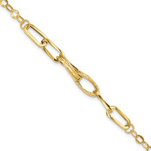 Load image into Gallery viewer, 14k Gold Polished Textured Fancy Link Bracelet

