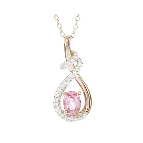 10k Rose Morganite and Diamond Pendant Necklace