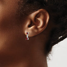 Load image into Gallery viewer, Sterling Silver Rhodium Pear Garnet and Diamond Post Earrings