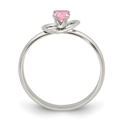 Engagement 925 Sterling Silver Heart Ring CZ Women Pink & White Women  Jewelry