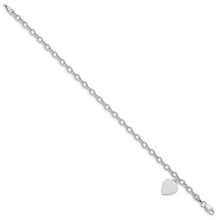 Load image into Gallery viewer, 14k White Gold Dangle Heart Bracelet