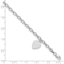 Load image into Gallery viewer, 14k White Gold Dangle Heart Bracelet