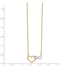 Load image into Gallery viewer, 14KY and White Rhodium Heart with Infinity Symbol Necklace