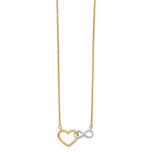 Load image into Gallery viewer, 14KY and White Rhodium Heart with Infinity Symbol Necklace