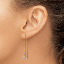 Load image into Gallery viewer, 14k with Rhodium D/C Box Chain Celtic Knot Threader Earrings