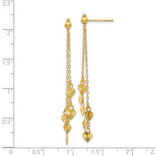 Load image into Gallery viewer, 14K Diamond Cut Heart Post Dangle Earrings