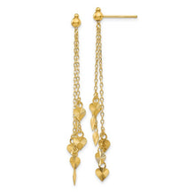 Load image into Gallery viewer, 14K Diamond Cut Heart Post Dangle Earrings