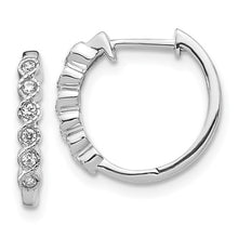 Load image into Gallery viewer, 14k White Gold Diamond Hinged Hoop Earrings