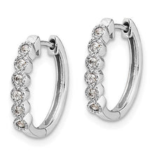 Load image into Gallery viewer, 14k White Gold Diamond Hinged Hoop Earrings