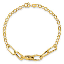 Load image into Gallery viewer, 14k Gold Polished Textured Fancy Link Bracelet