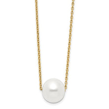 Load image into Gallery viewer, 14k 10-11mm White Round Freshwater Cultured Pearl 17&quot; Cable Necklace
