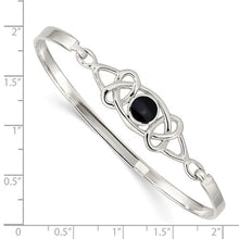 Load image into Gallery viewer, Sterling Silver Black Onyx Flexible Bangle Bracelet