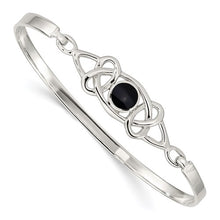Load image into Gallery viewer, Sterling Silver Black Onyx Flexible Bangle Bracelet