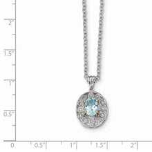 Load image into Gallery viewer, Sterling Silver And 14K Rhodium Plated Sky Blue Topaz And Diamond Necklace