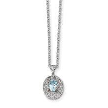 Load image into Gallery viewer, Sterling Silver And 14K Rhodium Plated Sky Blue Topaz And Diamond Necklace