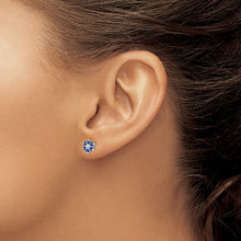 Load image into Gallery viewer, Sterling Silver Sapphire and Diamond Post Earrings