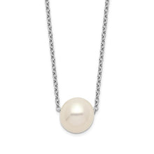 Load image into Gallery viewer, Sterling Silver Rhod-Plat 9-10mm White Rice FWC Pearl Necklace