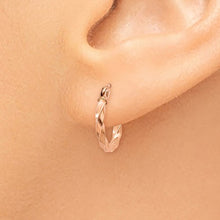 Load image into Gallery viewer, 14k Rose Gold Twisted Hoop Earrings