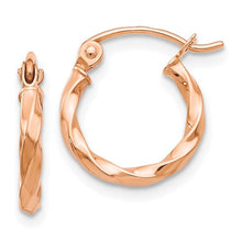Load image into Gallery viewer, 14k Rose Gold Twisted Hoop Earrings