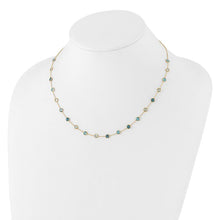 Load image into Gallery viewer, 10K Polished CZ and 6.0BT Blue Topaz 20 Station Necklace
